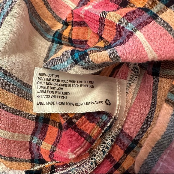 MERONA Crinkle Plaid Half Button Down Top - Picture 7 of 8